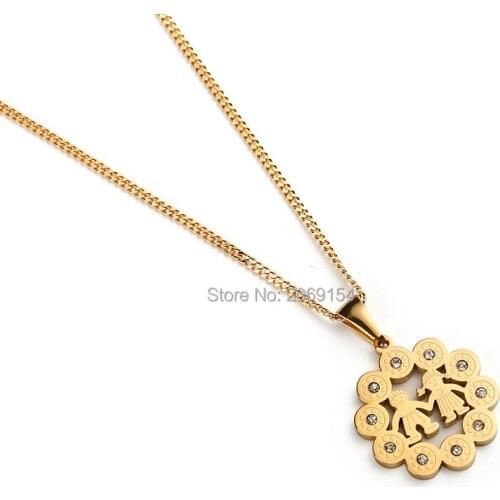 Women Choker Necklace Fashion Gold Jewelry Charm Pendant With Lover Hot Sell Stainless Steel Long Chain Necklace For Girl