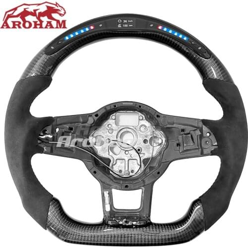 Customized Carbon Fiber LED Race Digital Display Perforated Suede Leather Steering Wheel For Volkswagen Golf MK7 GTI R Scirocco