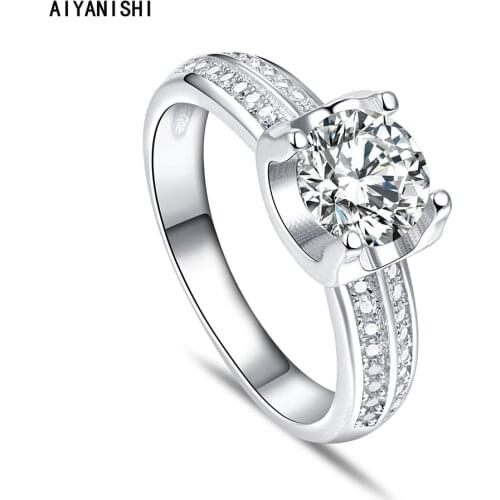 AIYANISHI Simple Female Wedding Ring New Arrival 925 Sterling Silver Cow Head Round Rings Sona Diamond Finger Rings Jewelry