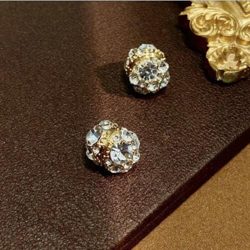 ALLNEWME Luxury Sparkly Rhinestone Clip Earrings for Women Bridal Bling Bling Round Geometric Small Earrings Wedding Jewellery