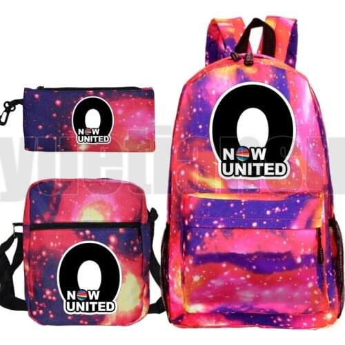 3 PCS/set Back To School Plecak Anime Now United-Better Album Backpack Men Zipper Bag Pack Shoulder Bookbag Pencil Bag UN Team