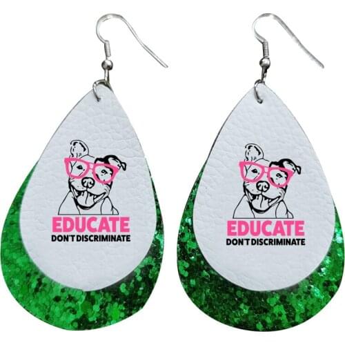 Best Friends Pet Dog Paw Faux Leather Earrings Love Heart Teardrop Valentines Day Gifts