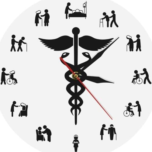 Registered Nurse Caduceus Medical Logo Modern Wall Clock Gift For Certified Nurse Doctor Anesthetist Hospital Decoration Clock