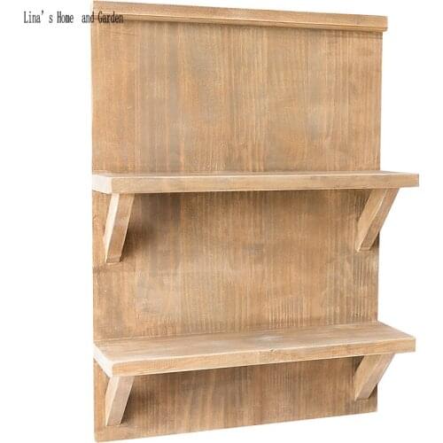 Solid antique brown decorative wood wall display shelves