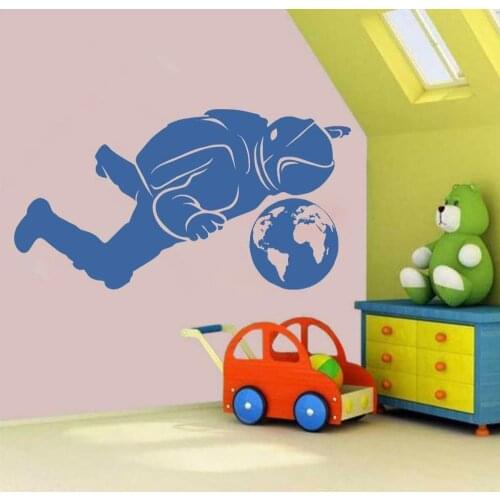 Astronaut Nursery Vinyl Wall Decal earth Moon Aviation Boys Kids Bedroom Wall Stickers Waterproof Home Decoration Wallpaper Z500