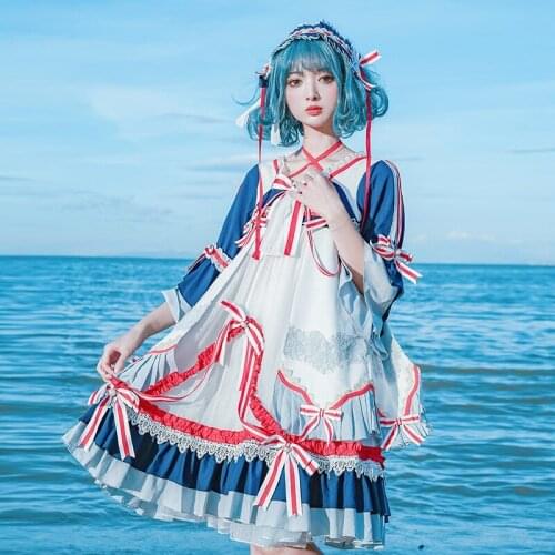 Harajuku Japanese Cosplay Female Lolita Dress Japanese Soft Sister Gothic Dream Op Dress Female Daily Cute Dress Japanese FF2673