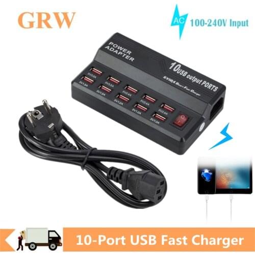 Grwibeou Multi 10 USB Power Fast Charge Station Port Charger For IPhone 7 5 5S 6 6S Plus IPad LG Samsung Huawei Charger Socket