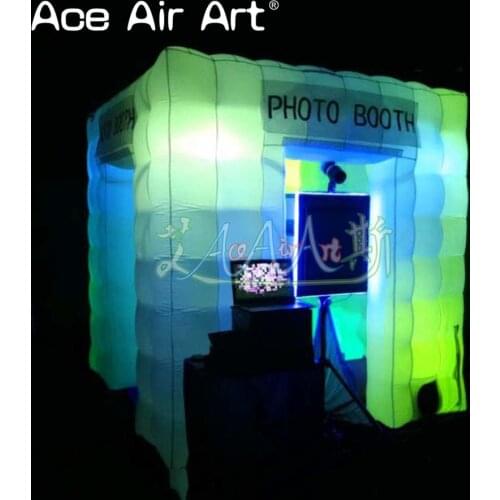 Factory produced inflatable photo booth display,selfie private studio with custom logo and curtains for party and wedding