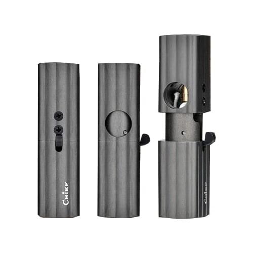 CHIEF Ejection Machinery Metal Gasoline Lighter Brass&Aluminum Alloy Retro Collection Pipe Lighter 85*23*23mm 99/245g Gift