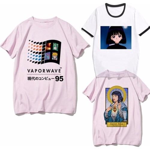 Vaporwave Shirt Vintage T Shirt Women Sad Girl Retro Japanese Anime T-shirt Men Tshirt Harajuk Aesthetic Tumblr Tops Tee Shirt