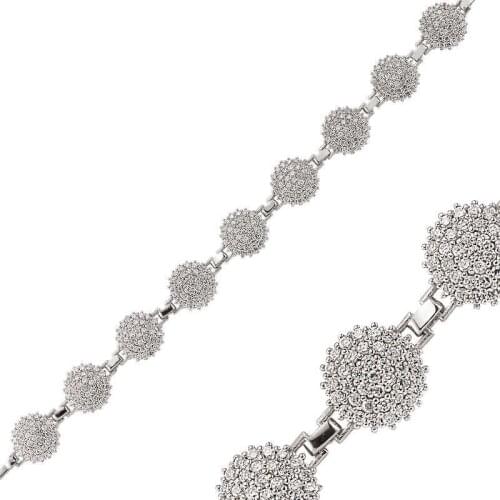 Silver White Cubic Zirconia Round Womens Bracelet