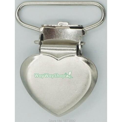 100 Heart Love face 1" 25mm Suspender Mitten Clips for Webbing Belt Metal Nickle