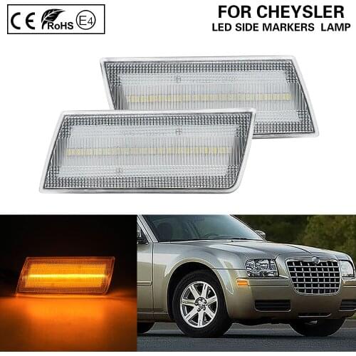 2Pcs Amber Clear lens LED Front Side Marker Light For 2005 06 07 08 09 2010 11 12 13 14 Chrysler 300C 2005-2014 Turn Signal Lamp
