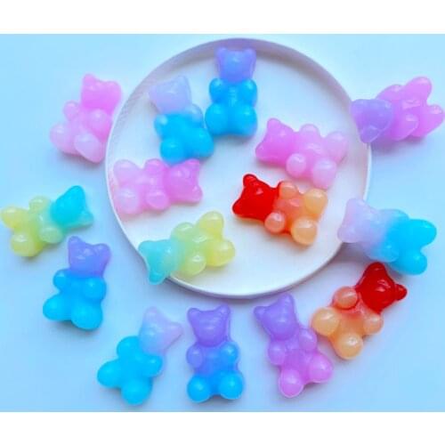 20Pcs Cute Cartoon Two Color Bear Flat Back Resin Art Supply Decoration Charm Craft Hair Bow Center Scrapbook Accessories J80