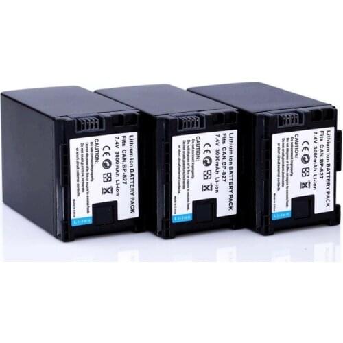3pcs 7.4V 3000mAh BP-827 BP 827 BP 827 camera Battery Pack for CANON HF20 HF21 HF S11 HF S10 HF11, for canon battery wholesale
