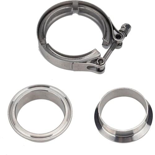 304 Stainless Steel 2.5" 3" V-Band Clamp Iron Flange Kit Universal Stainless Steel V-Band Turbo Exhaust Clamp Flange
