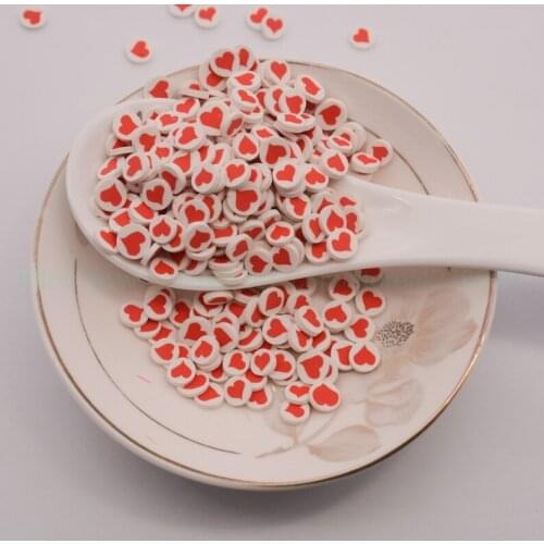 65g Nice Cute Lovely Red Heart Shape Polymer Clay Slices , Colorful Sprinkles for Crafts Making, Scrapbook DIY Slimes filling