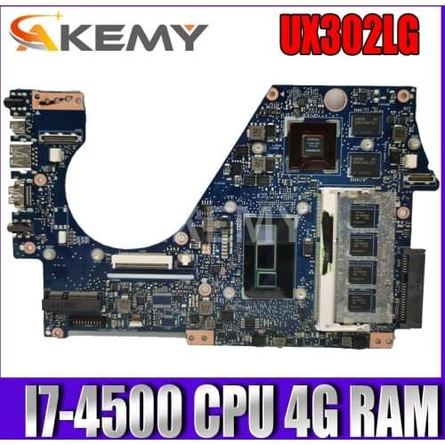 Akemy For ASUS UX302LG Laotop Mainboard UX302L UX302LG UX302 Motherboard with I7-4500 CPU 4G RAM