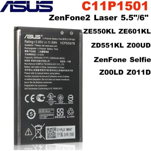 ASUS C11P1501 Original Battery For ASUS ZenFone2 Laser 5.5"/6" zenfone selfie ZE550KL ZE601KL Z00LD Z011D ZD551KL Z00UD 2900mAh