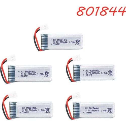 801844 3.7V 520mAh 25c Lipo Battery for H107P RC Camera Drone Spare Parts 3.7v Lithium Battery xh2.54 plug 1-10pcs