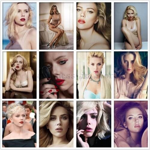 Diy diamond painting famous actor Scarlett Johansson portrait full diamond inlaid movie star poster cross stitch kit home decor
