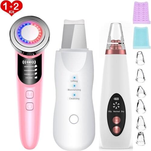 RF Radio Frequency Mesotherapy Facial Lifting Machine Skin Scrubber Blackhead Remover Face Deep Cleaner Pore Acne Pimple Removal
