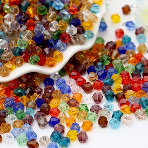 4mm Austria Bicone Crystal Beads for Jewelry Making Bracelets Diy Accessories Supplies Mix Color Spacer Glass Beads Wholesale