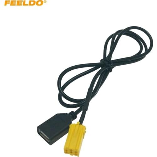 FEELDO Car Audio Radio 6Pin AUX USB Cable Female Port Extension Wire For MINI ISO Fiat Grande Punto USB Cable Adapter #HQ6955