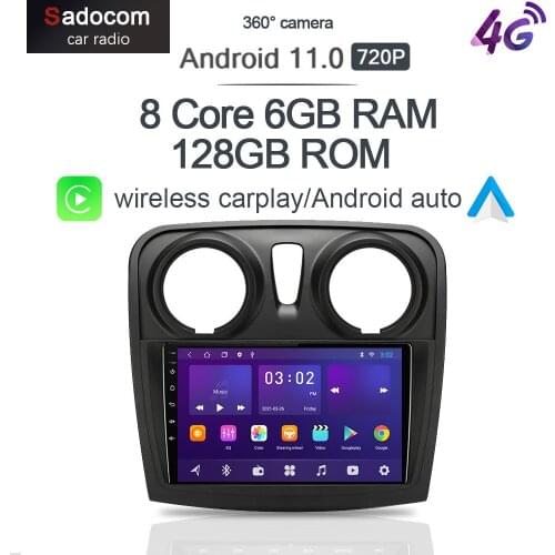 360 Camera Carplay 6GB+128GB Android 10.0 Car DVD Player GPS WIFI Bluetooth RDS Radio For Renault Logan 2 2012 - 2019 Sandero 2