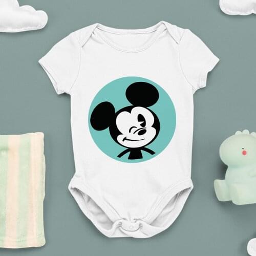 Disney Cartoon Pattern Newborn Bodysuits 0-24M Kawaii Four Seasons Cute Mickey Head Baby Girl Boy Clothes Dropship Outdoor Style