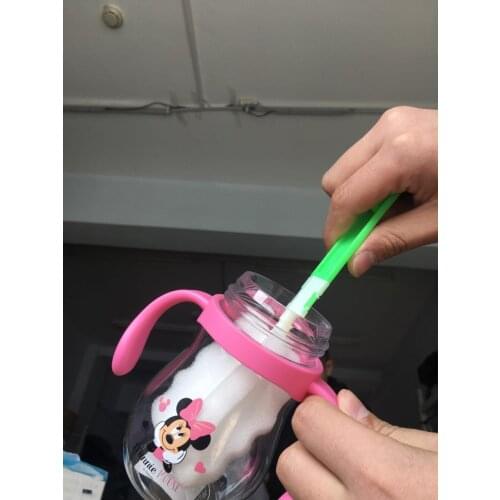 Disney Long Handle Sponge Cleaner Bottle andles Feeding Bottle Silicone Sraw Nipple Water Baby Feeding Bottle