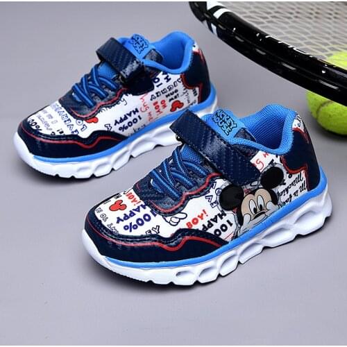 Disney cartoon Mickey mouse kids luminous shoes new casual sports shoes flashing LED light shoes boys shoes