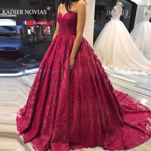 Long Pink Lace Ball Gown Gelinlik Lace Up Wedding Dress 2021 African Bridal Gown Robe Mariage Femme