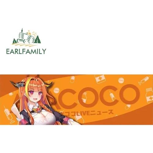 EARLFAMILY 13cm x 4.3cm for Hololive Kiryu Coco Funny Car Stickers DIY Graffiti Decals ScratchProof Sunscreen Car Door Protector
