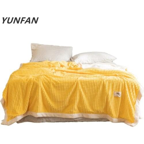 Fleece blankets and throws Adult Thick Warm winter Blankets Super Soft Blankets yellow velvet Blankets On Bed Christmas gifts