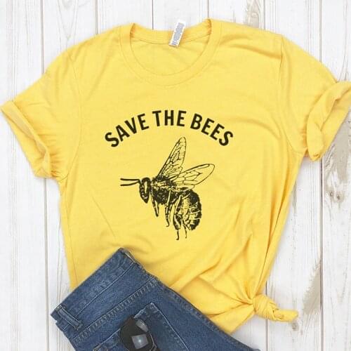 Save The Bees Shirt Crewneck T Shirt Women Save The Earth Environmental Bee Kind Graphic Tees Women Vegan Tshirt 3XL Drop Ship