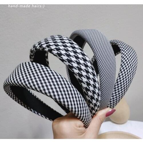 Plaid CottonHair Accessories Houndstooth Hair Band for Women Headbands Hairbands Headwear 2020 New Fashion