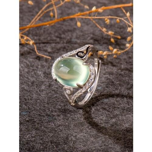 Natural Prehnite, luxury Jewelry 2020, rings for women, ring for girl 925 sterling silver,female accessories, wedding