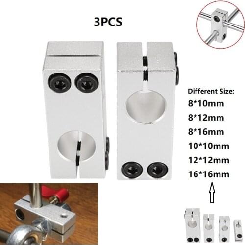 MEGA 3PCS Cross Smooth Rod Fixing Block Aluminum Alloy Mount Fastening Optical Axis Bracket Connection Pillar Clamp