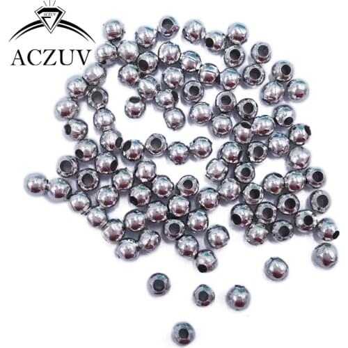 Rhodium Plated 10000pcs Jewelry Spacers 2mm 3mm 4mm 5mm 6mm 8mm 10mm Round Spacer Beads Findings Free Shipping JSB005