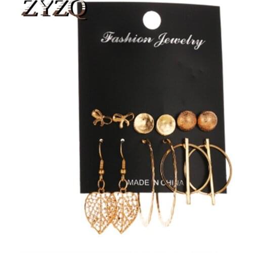 ZYZQ Fashion Hollow Out Leaf Design Earrings Lovely Bowknot Geometric Accessories Jewelry Wholesale Lots&Bulk Present Earrings
