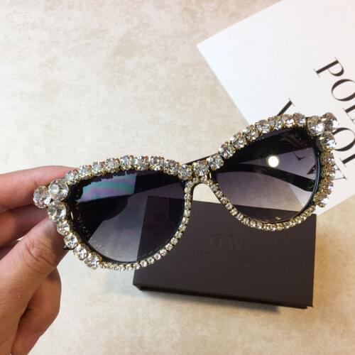 Fashion Women CatEye BlingBling Diamond Crystal Cat eye Sunglasses Rhinestone Frame Womens Sun Glasses
