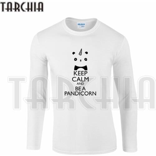 TARCHIA Oversized Fashion Mens Long Sleeve Homme Cool T-Shirt Cotton Tee Keep Calm Pandicron Play Sleep Pikachu Plus Size