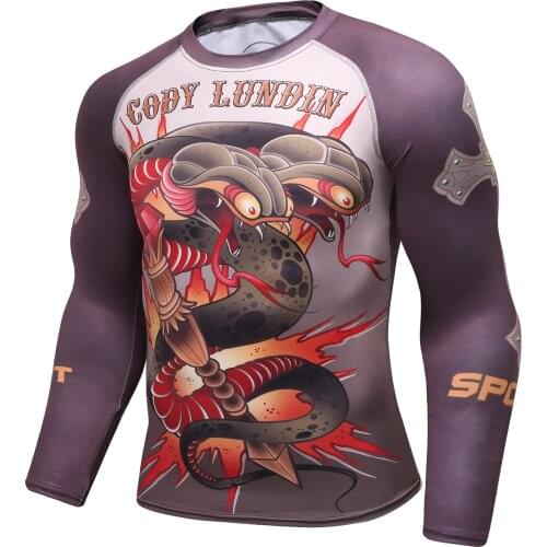 OEM Design compression mma rash guard custom sublimated printed mens sport shirt Gym BJJ MMA tight