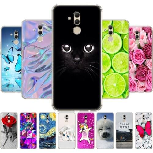 Soft case For Huawei Mate 20 Lite Case 6.3 inch Transparent Silicone Phone For Huawei Mate 20 Lite Cover Coque Capa Cat flower