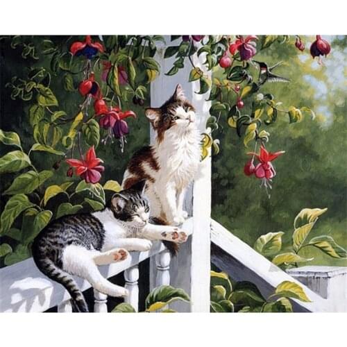 DIY Digital Painting By Numbers Package Showy cat oil painting mural Kits Coloring Wall Art Picture Gift frameless