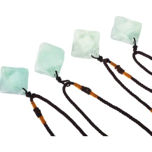 Natural Green Fluorite Crystal Ore Stone Pendant for DIY Jewelry Making Men/Girls Gift