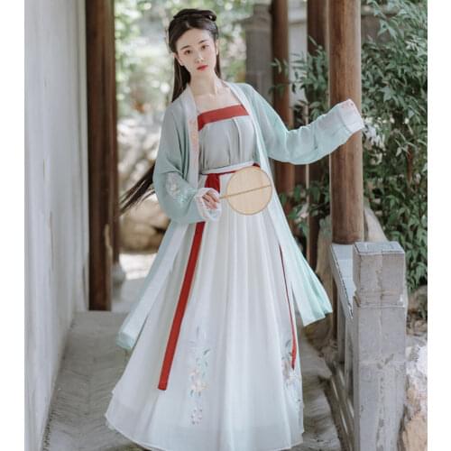 New 2020 Women Elegant Hanfu Dress 4 Piece Set Chinese Traditional Embroidery Dance Cosplay Costume Ancient Fairy Princess Dress