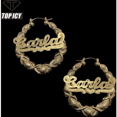 2021 New Arrival Personalized Letter Custom Name Twist Circle Earring Heart UnderlineName plate Earrings Circle jewelry set