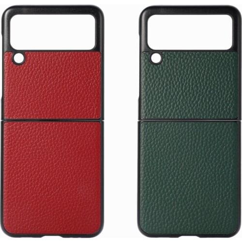 New Luxury Fashion Genuine Leather Back Phone Case Cover For Samsung Galaxy Z Flip 3 Flip3 Shockproof Phone Case Capa